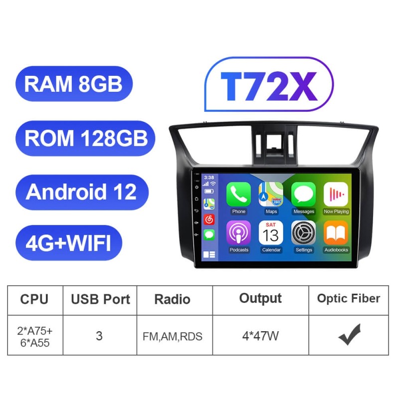 For Nissan Sentra B17 2012-2019 QLED Android 12 Car Radio DVD Player Multimedia Navigation