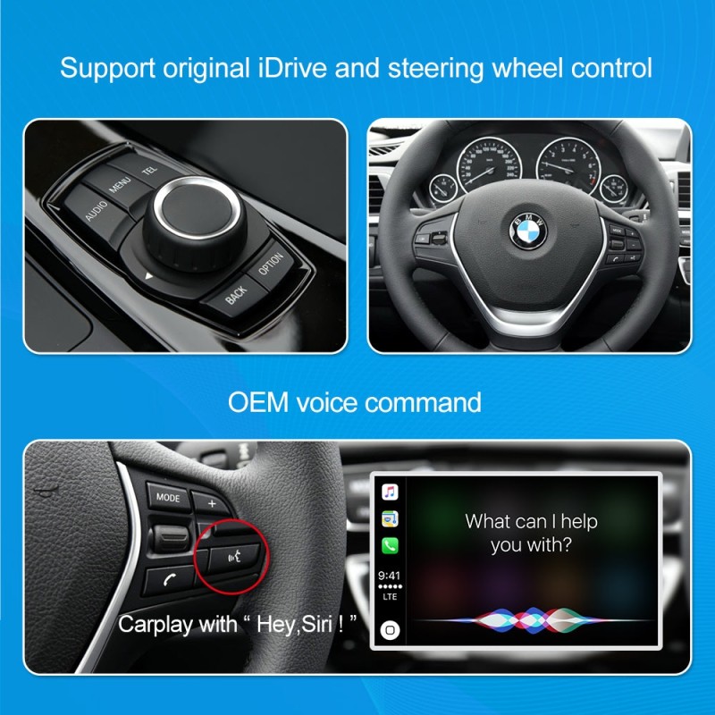 ISUDAR Upgrade original car to wireless Carplay via carplay box for BMW F30 F31 F20 F21 F10 F01 X5 E70 X3 F25