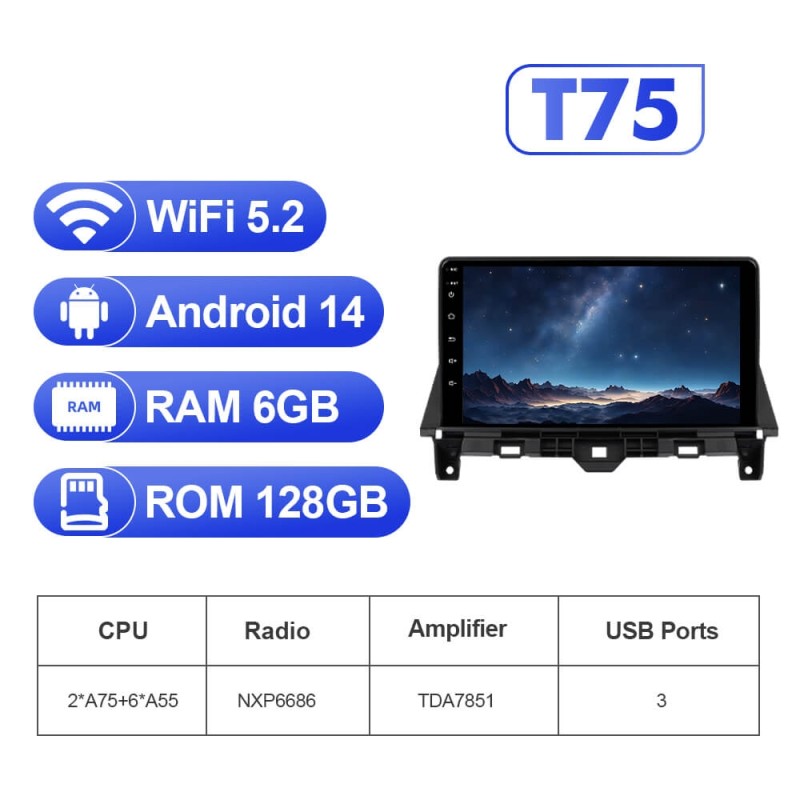 For Honda Accord 8 2008-2013 Upgrade from T72 - T75 Android 14 UIS7865 Car Radio