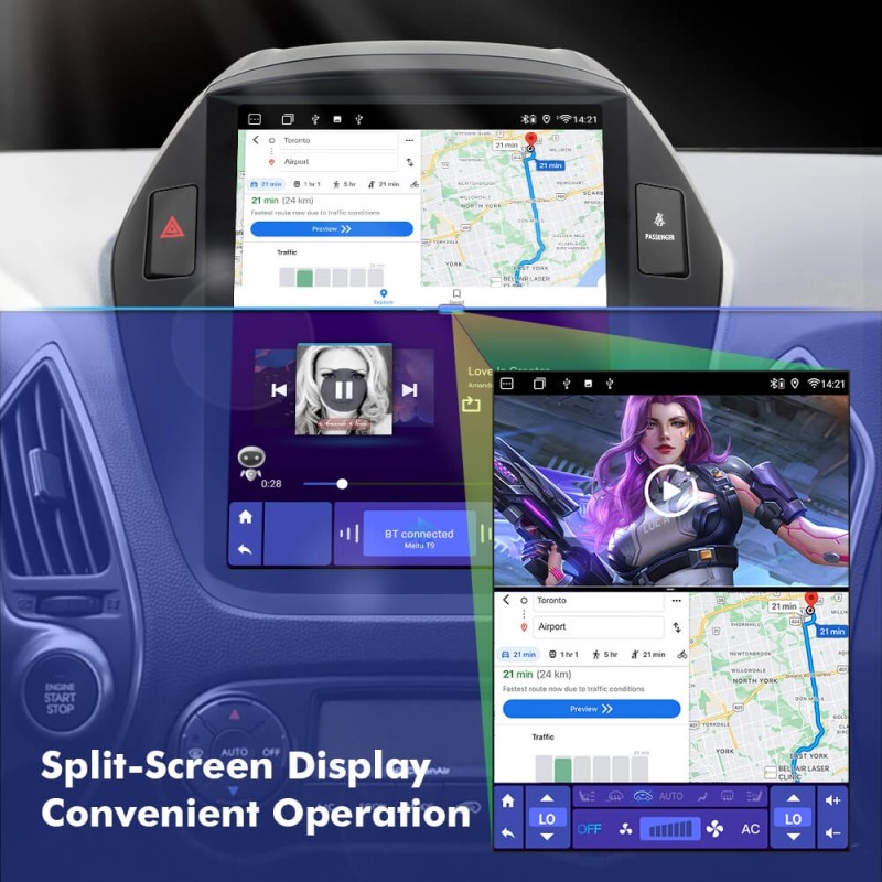 ISUDAR Android 12 Car Radio for Hyundai Tuscon IX35 2009-2015 Multimedia Player 2Din Tesla Vertical