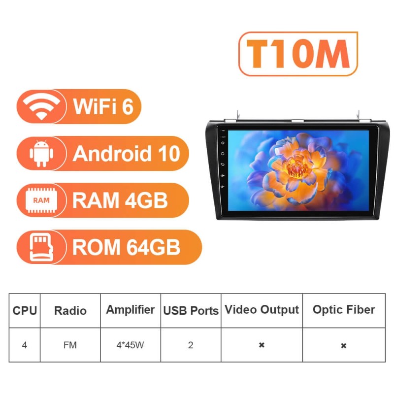 NEW! T72/T78P series Android 13 Car Radio For Mazda 3 2004-2009