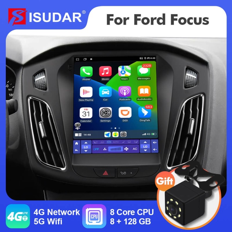 ISUDAR Upgraded Tesla style Android 12 Car Radio For Ford/Focus 2012-2017 Auto GPS
