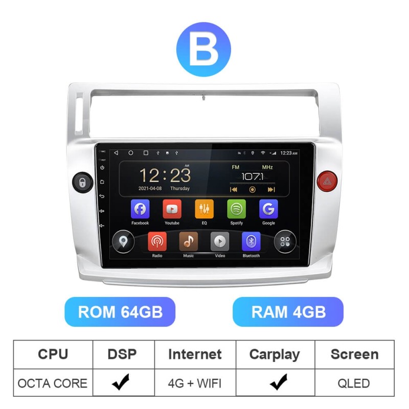 ISUDAR T72 QLED Android 10 Car Radio For Citroen C4 C-Triomphe C-Quatre 2004-2009