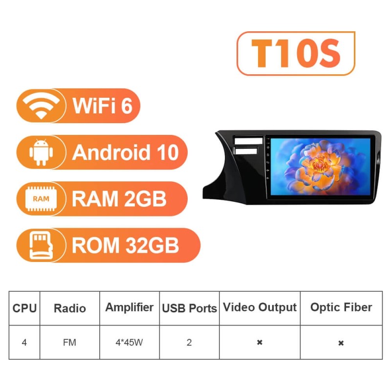 NEW! Android 10-Android 13 QLED Android Auto 9” Car Radio For Honda City 2014-2019