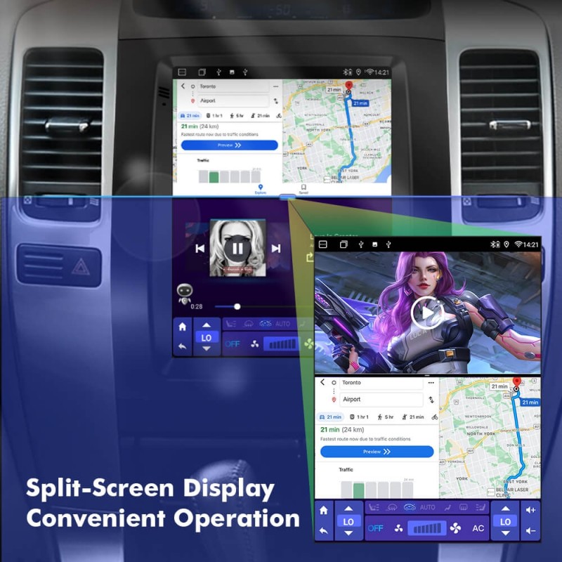 ISUDAR Android 12 Tesla style Car Radio For Toyota Land Cruiser Prado 120 2002-2009 Multimedia Player