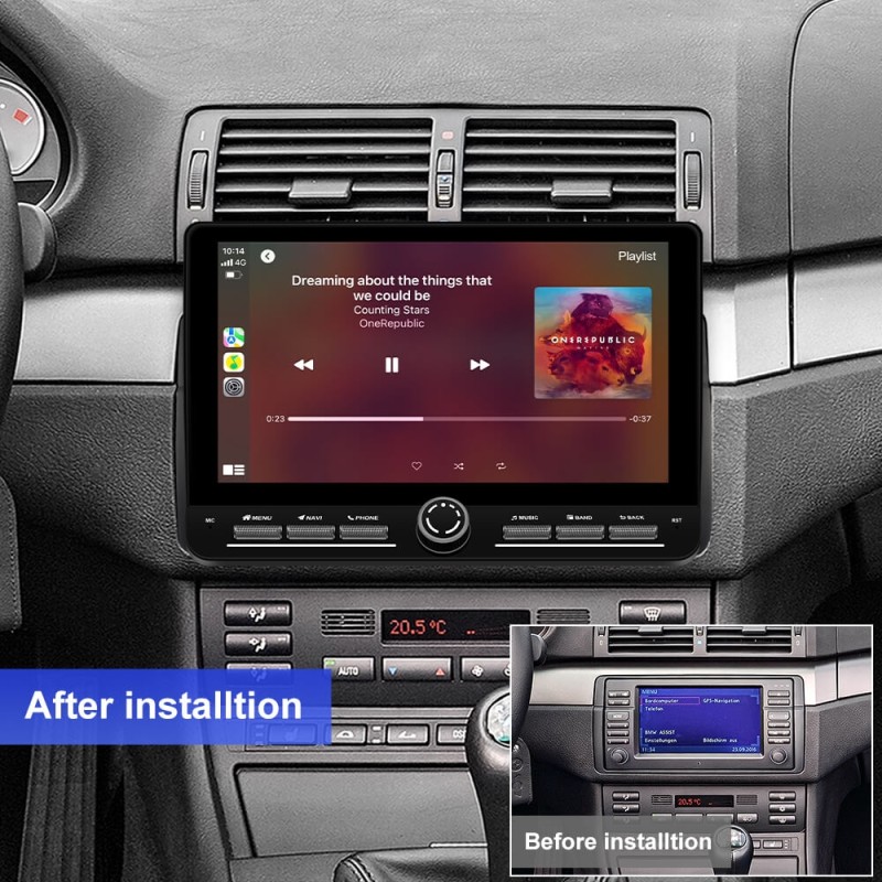 10 inch Android 14 New Design Angle Key 2.0 Touch Screen Car Radio Button Car Stereo For BMW 3 Series E46 M3 318/320/325/330/335 1998-2005