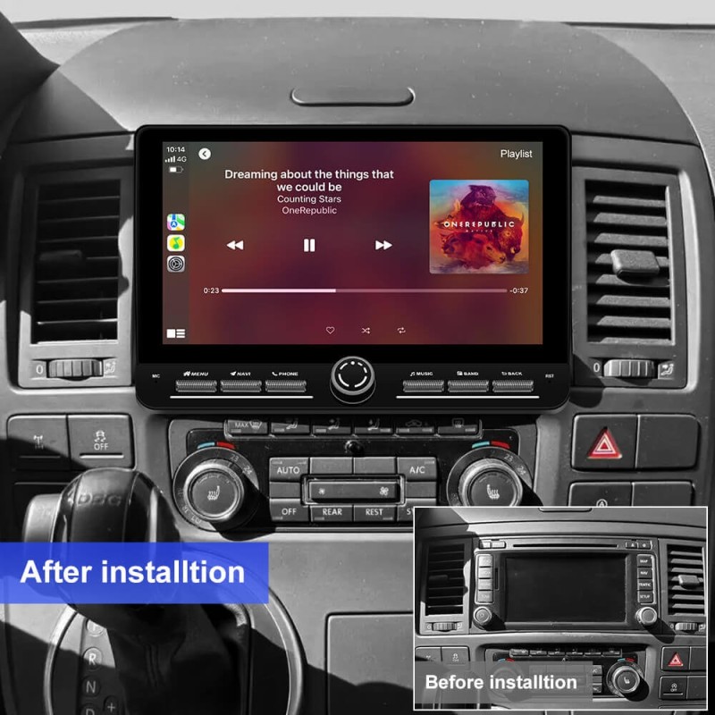 10 inch Android 14 New Design Angle Key 2.0 Touch Screen Car Radio Button Car Stereo For Volkswagen VW Transporter Multivan T5 Caravel