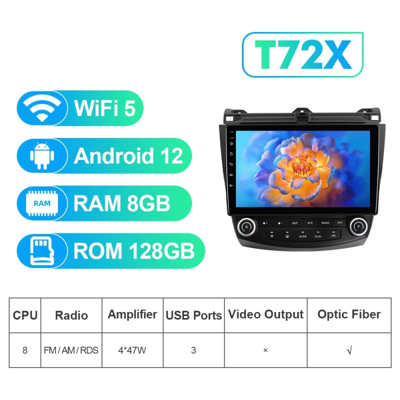 NEW! Android 10-Android 13 QLED Android Auto 10” Car Radio For Honda/Accord 7 2003-2007 With Carplay and Android Auto