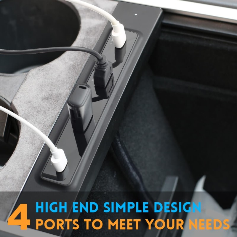 ISUDAR USB HUB For 2021 Tesla Model 3 Model Y USB Splitter Docking Station Extender Fast Charging Data Type-C PD QC For Mobile