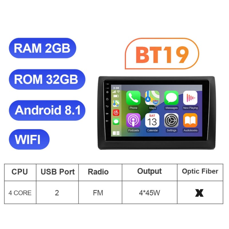 For Fiat Stilo 2002-2010 T72 ISUDAR Android 12 / Android 8.1 Car Radio Apple Carplay
