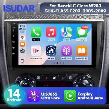 For Mercedes-Benz C Class W203 CLK-CLASS C209 2005-2009 GLS T75 Android 14 UIS7865 Car Radio