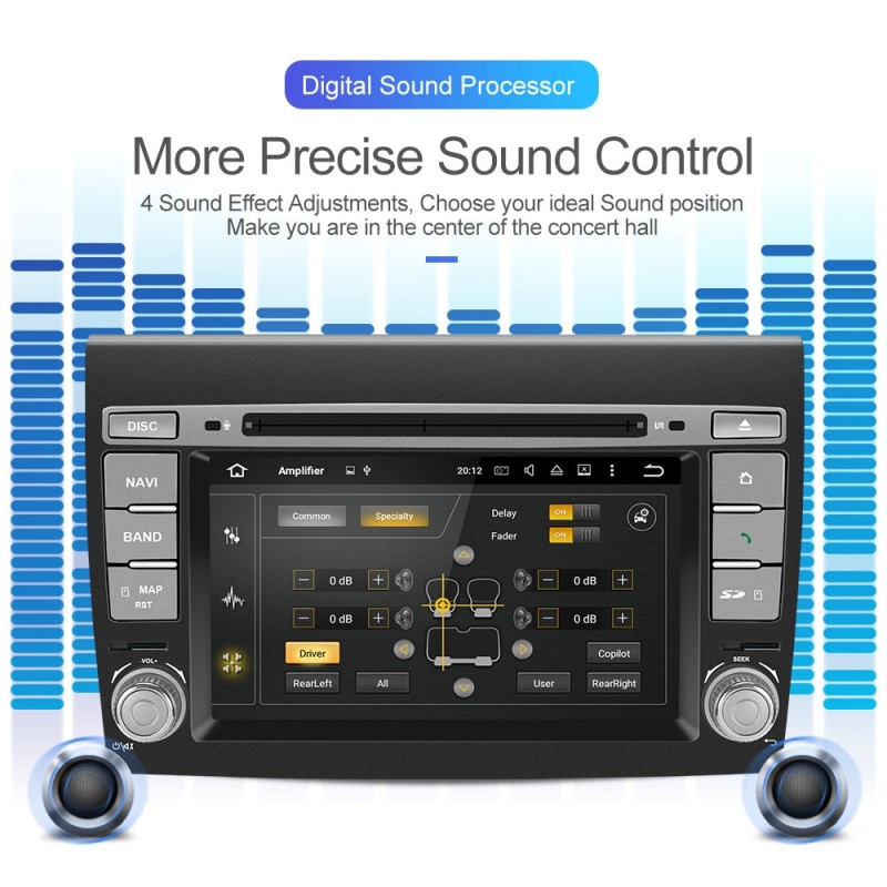 ISUDAR 2 Din Auto radio Android 9 Octa core For Fiat/Bravo 2007-2012