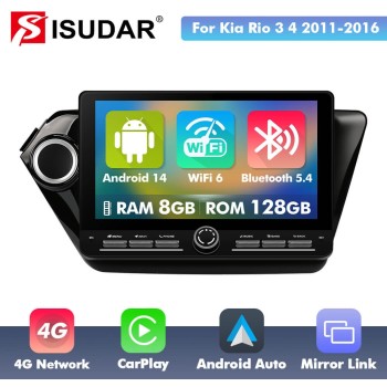 10 inch Android 14 New Design Angle Key 2.0 Touch Screen Car Radio Button Car Stereo For Kia Rio 3 4 2011-2016