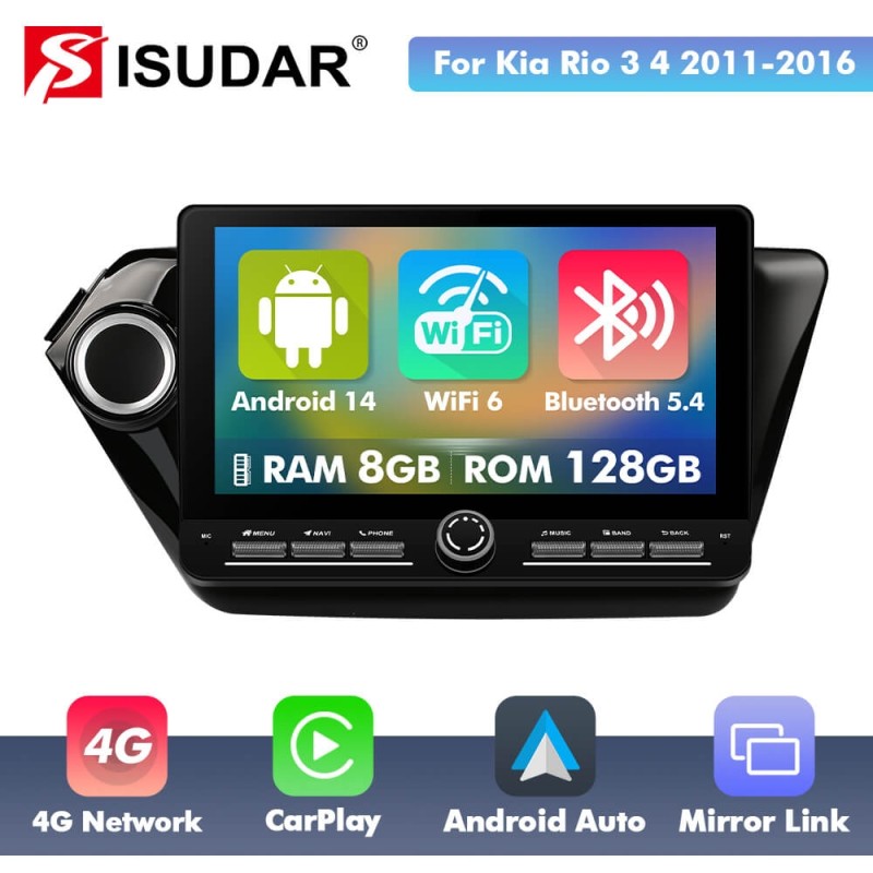 10 inch Android 14 New Design Angle Key 2.0 Touch Screen Car Radio Button Car Stereo For Kia Rio 3 4 2011-2016