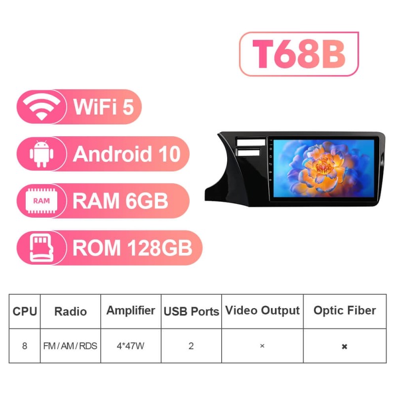 NEW! Android 10-Android 13 QLED Android Auto 9” Car Radio For Honda City 2014-2019