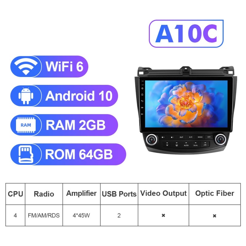 NEW! Android 10-Android 13 QLED Android Auto 10” Car Radio For Honda/Accord 7 2003-2007 With Carplay and Android Auto