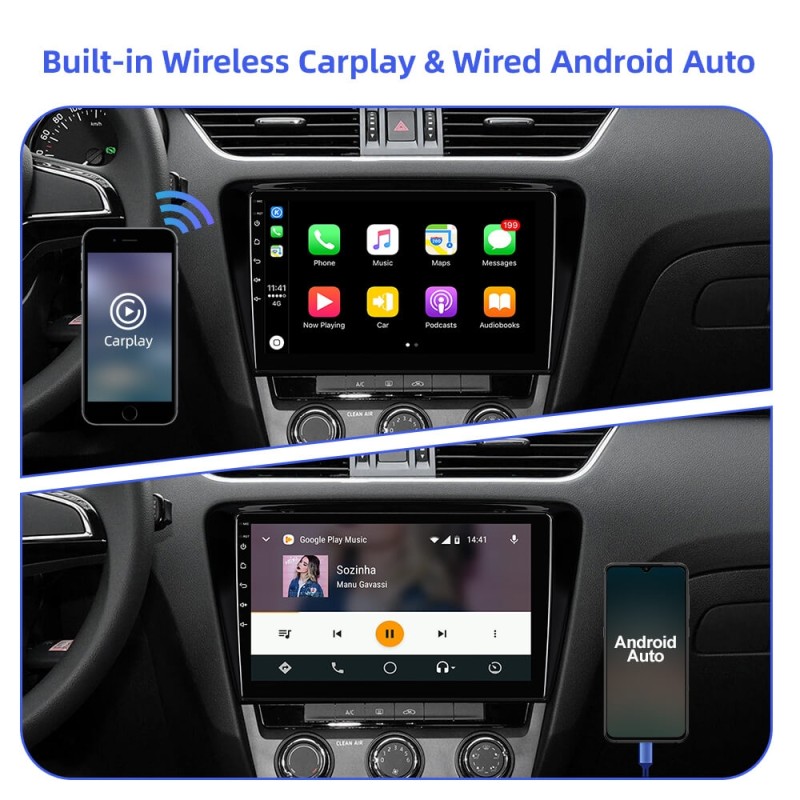 Qualcomm Android QLED GPS Car Radio For Skoda Octavia A7 3 2014-2018