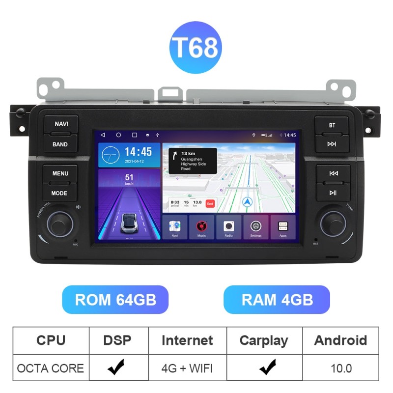 Clearance Sale！4G wireless carplay Android 10 Auto Radio Multimedia For BMW 3 Series E46 M3 318/320/325/330/335 1998-2005