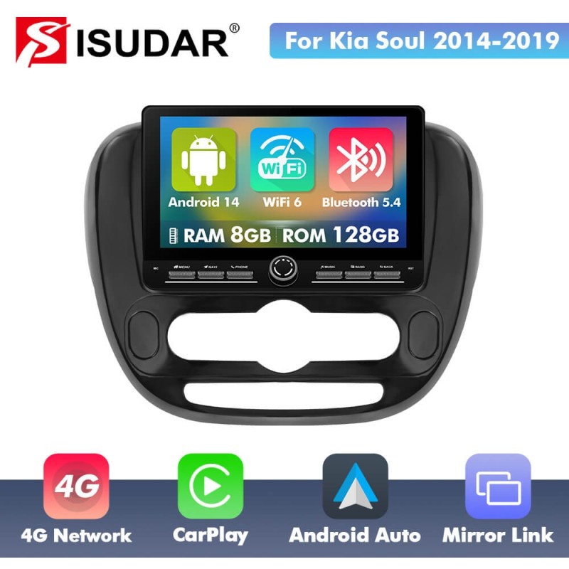 10 inch Android 14 New Design Angle Key 2.0 Touch Screen Car Radio Button Car Stereo For Kia Soul 2014-2019