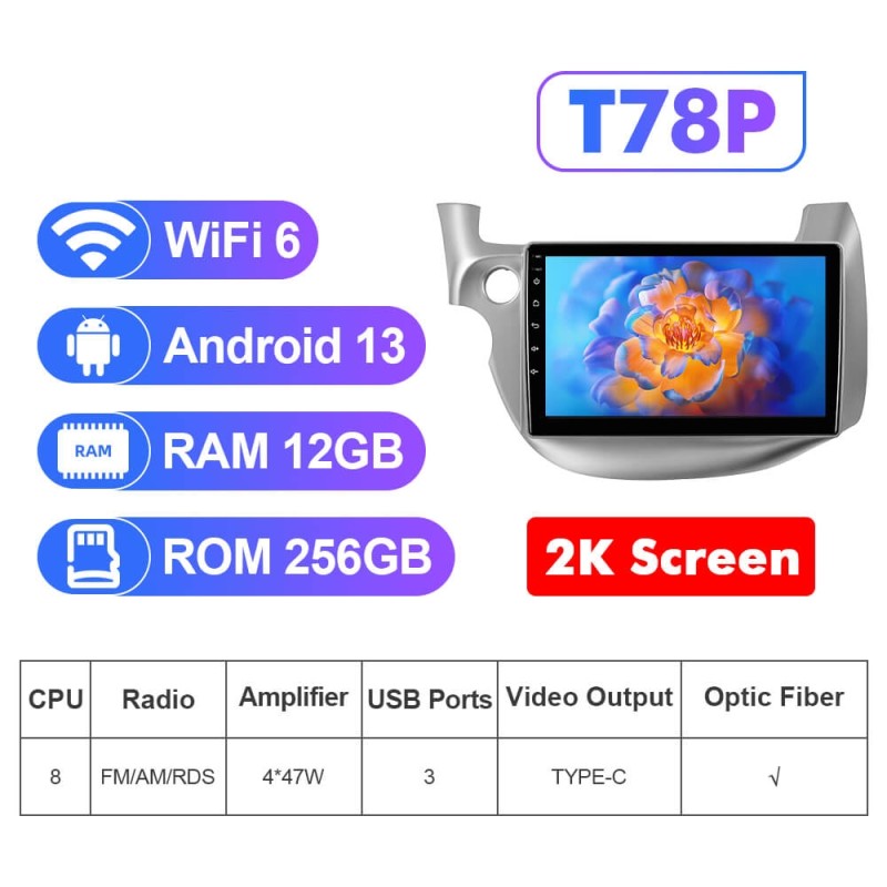 NEW! Android 13 Car Radio For Honda Fit 2007-2014 LHD Multimedia Video Player Navigation GPS 4G