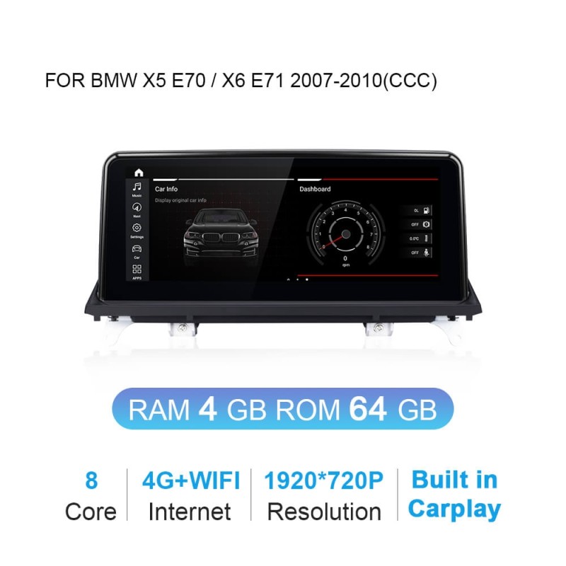 Isudar 10.25"  IPS screen 1920*720P For BMW X5 E70/X6 E71 (2007-2013) CCC/CIC