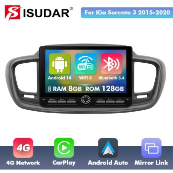 10 inch Android 14 New Design Angle Key 2.0 Touch Screen Car Radio Button Car Stereo For Kia Sorento 3 2015-2020