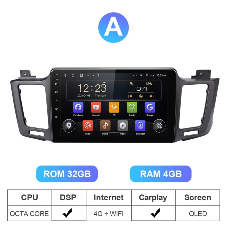 T72 Android 10 8 core Auto stereo Voice control 128G For Toyota RAV4 4 XA40 5 XA50 2012-2018