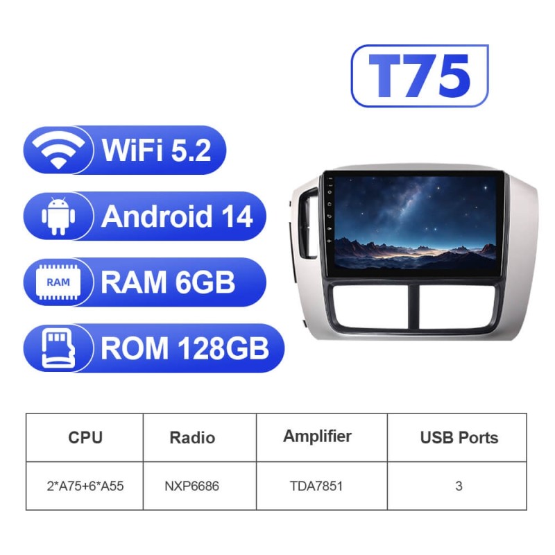 For Honda Pilot 2005-2008 Upgrade from T72 - T75 Android 14 UIS7865 Car Radio