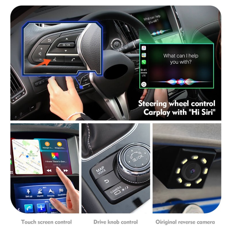 ISUDAR Carlinkit Wireless Carplay Android Auto Kit For Infiniti Q50L/QX50/QX60/Nissan/Patrol  Car Multimedia Play Box