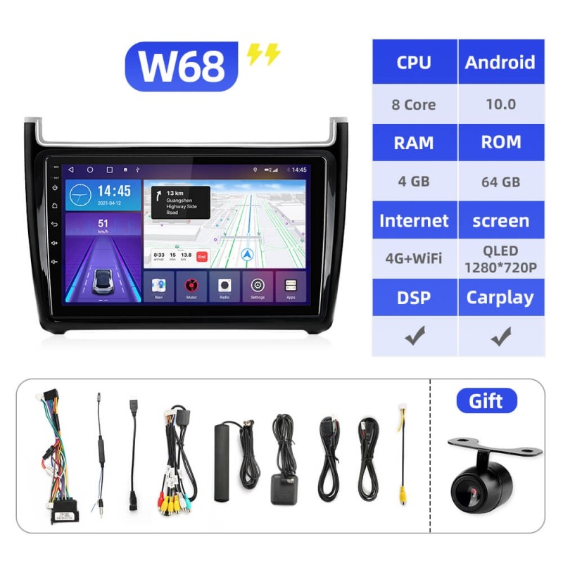 T72 Android Auto radio wireless carplay RDS For VW/Volkswagen/POLO Sedan 2009-2017