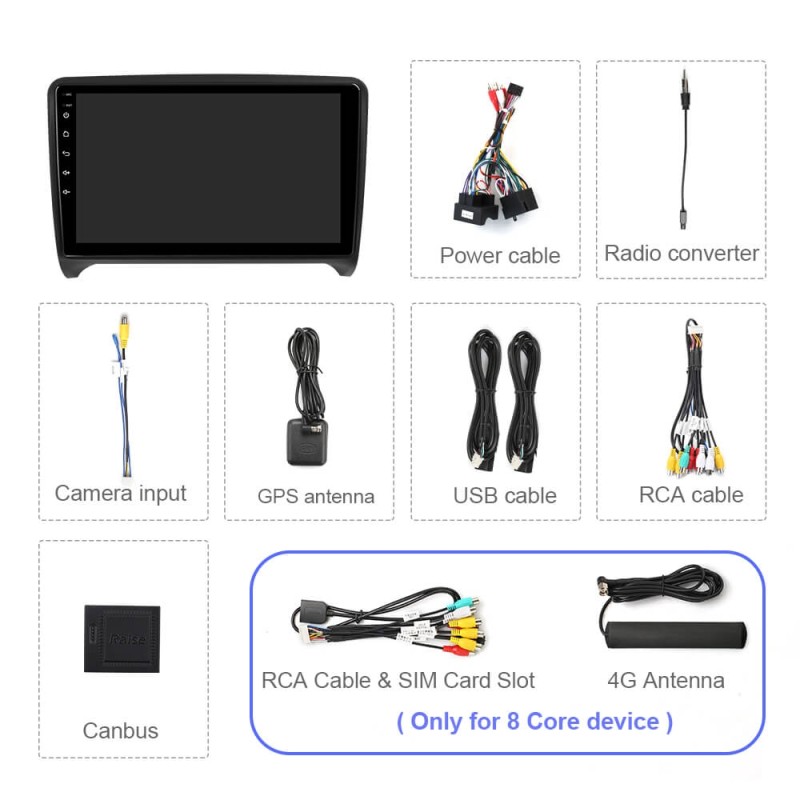 ISUDAR For Audi TT 2006-2014 Android 12 8 Core Car Multimedia RDS Stereo Player QLED HD Screen