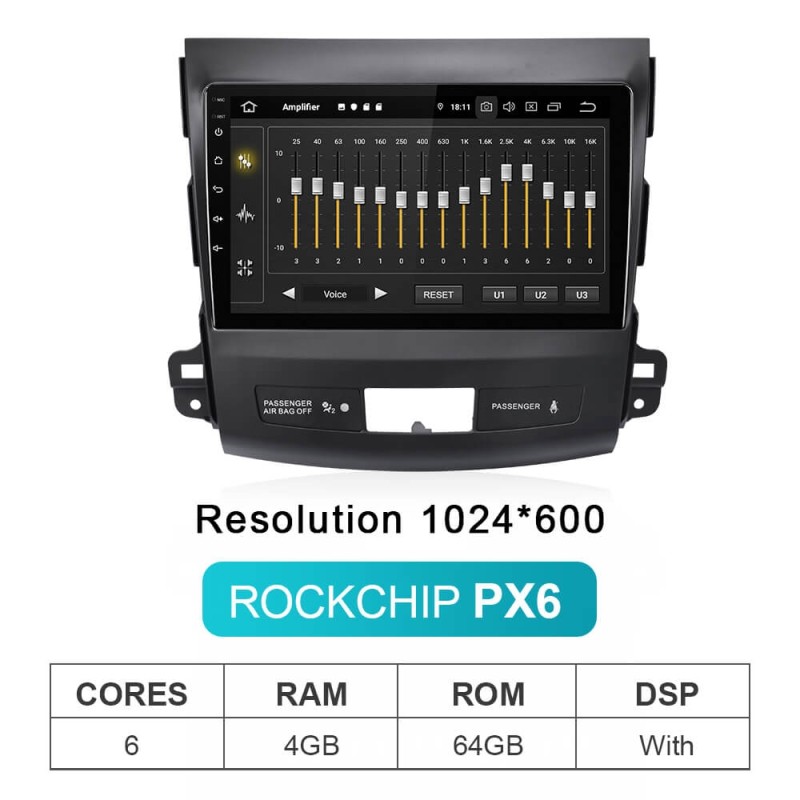 Isudar GPS 6 Core PX6 Android10 1 Din Auto Radio For Mitsubishi Outlander 2 2005-2011