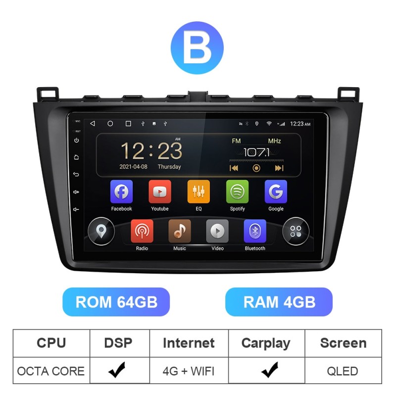 8 Core RAM 8G 6G No 2din Auto radio For Mazda 6 2 3 GH 2007-2012