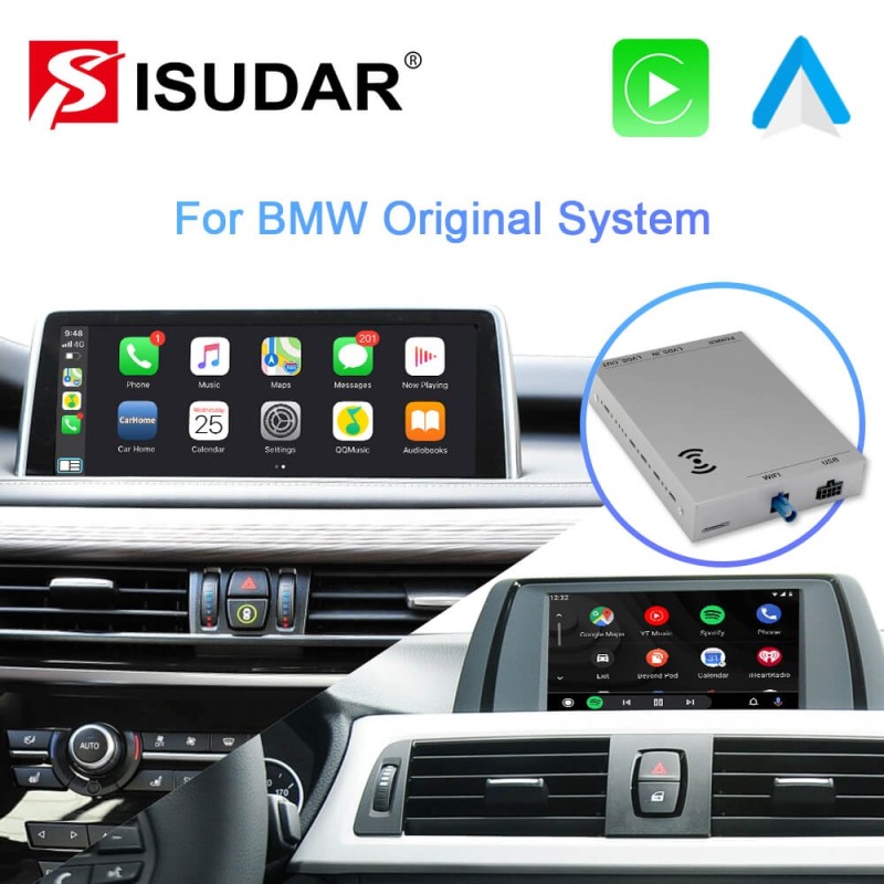 ISUDAR Upgrade original car to wireless Carplay via carplay box for BMW F30 F31 F20 F21 F10 F01 X5 E70 X3 F25