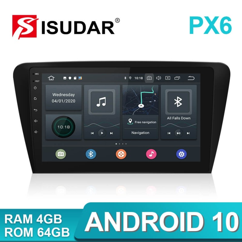 Isudar 1 Din 10.1 inch Android 10 Radio For VW/Skoda/Octavia 2014-