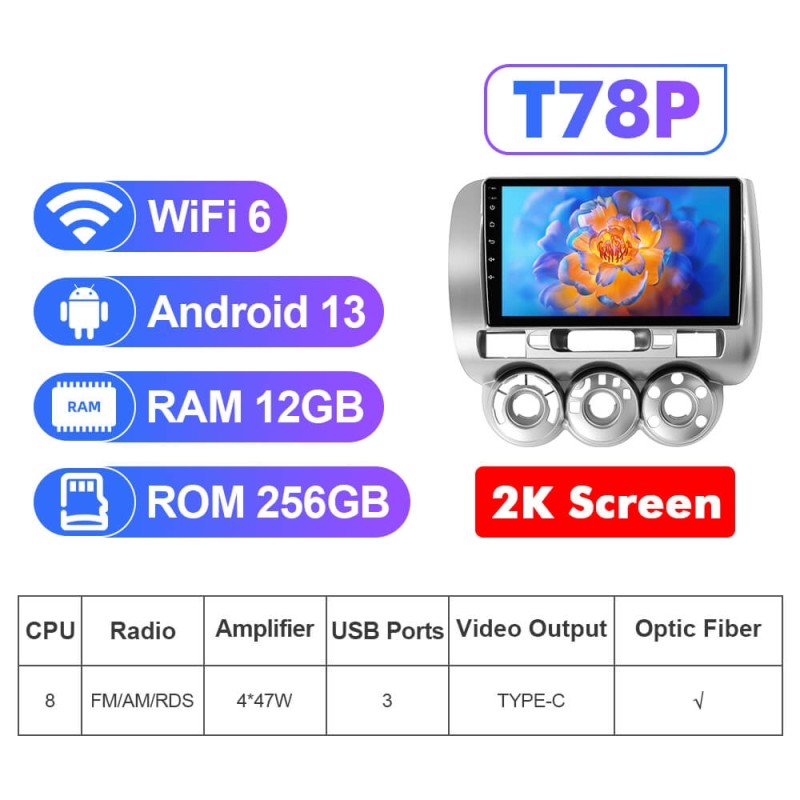 NEW! Android 13 Car Radio For Honda Fit Jazz 2002-2007 Multimedia Video Player Navigation GPS 4G