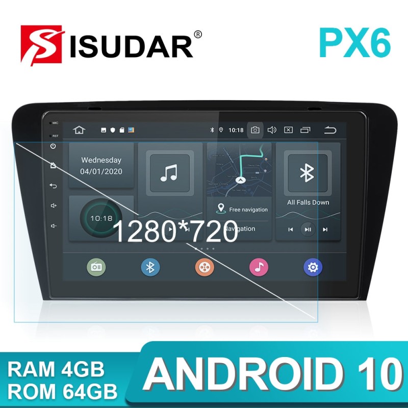 Isudar 1 Din 10.1 inch Android 10 Radio For VW/Skoda/Octavia 2014-
