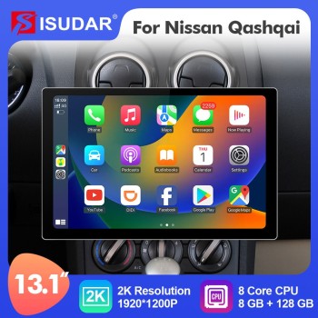 ISUDAR 2K 13.1 Inch Android 12 4G Sim Card Car Radio For Nissan Qashqai J10 2006-2013