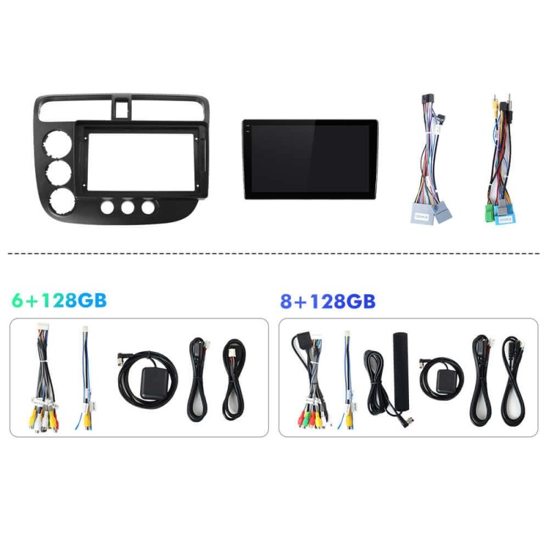 Q6 Qualcomm Android 13 For Honda Civic 2001-2005 9" screen multimedia car radio DSP ADAU