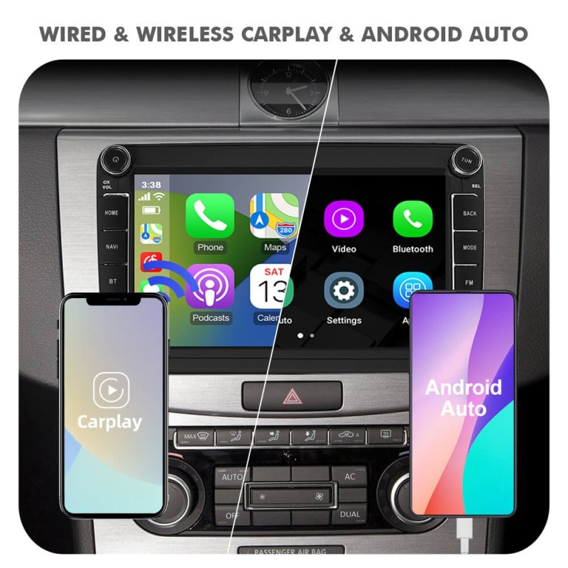 Isudar NEW UPGRADE VW0803 8 Inch 1024*600P Car Radio Multimedia For VW/Volkswagen/POLO/Golf/Skoda/Seat/Leon/PASSAT B6 Auto GPS Carplay RAM 6GB