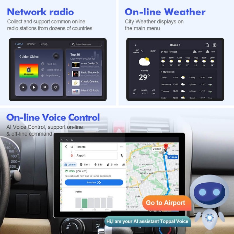 ISUDAR 2K 13.1'' Carplay Android 12 Car Multimedia Radio Player For Honda/CRV/CR-V 2006 2007-2011 GPS Navigation