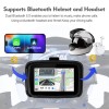 Wireless Apple Portable Carplay Motorcycle Android Auto, 5'' IPS Touch Screen for Motorcycle GPS Navigator Google Assistant