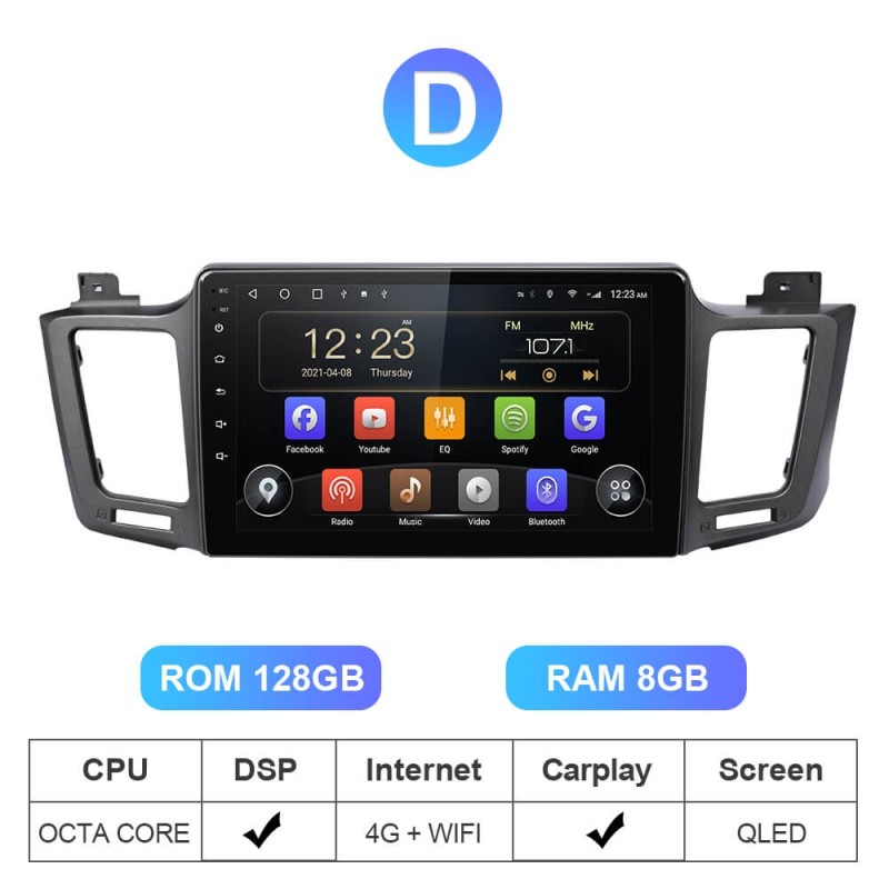 T72 Android 10 8 core Auto stereo Voice control 128G For Toyota RAV4 4 XA40 5 XA50 2012-2018
