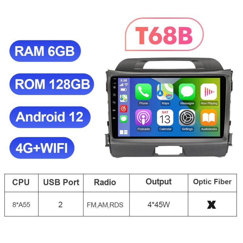 T72 For Kia Sportage 2010-2016 Auto Multimedia Android Car Radio Carplay navigation