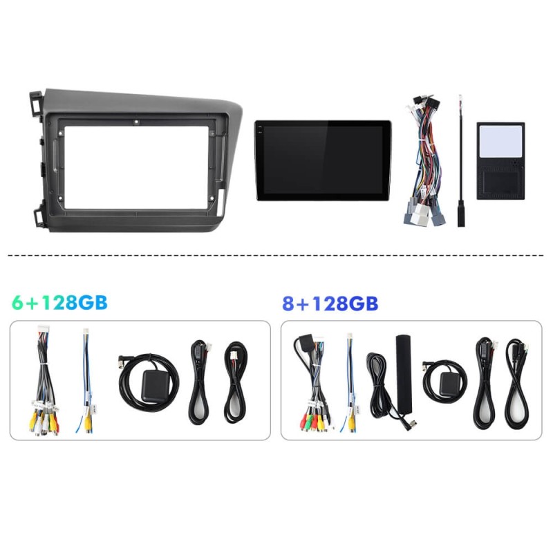 Q6 Qualcomm Android 13 For Honda Civic 2012-2015 9" screen music car radio DSP ADAU