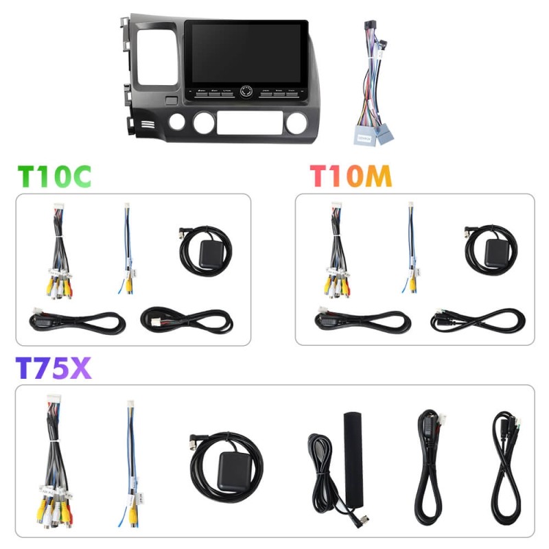 10 inch Android 14 New Design Angle Key 2.0 Touch Screen Car Radio Button Car Stereo For Honda Civic 2006-2012