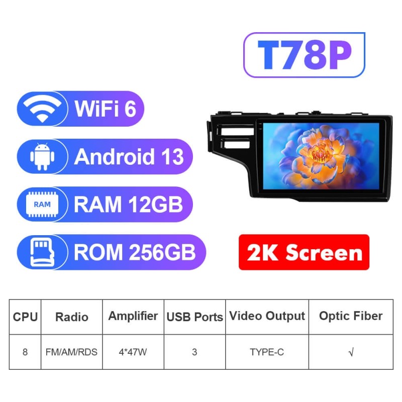 NEW! Android 13 Car Radio For Honda Fit 2015-2019 Multimedia Video Player Navigation GPS 4G