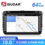 ISUDAR 2 Din HD 1280*720 Auto radio Android 10 Octa core For Skoda/Seat/Volkswagen/Passat