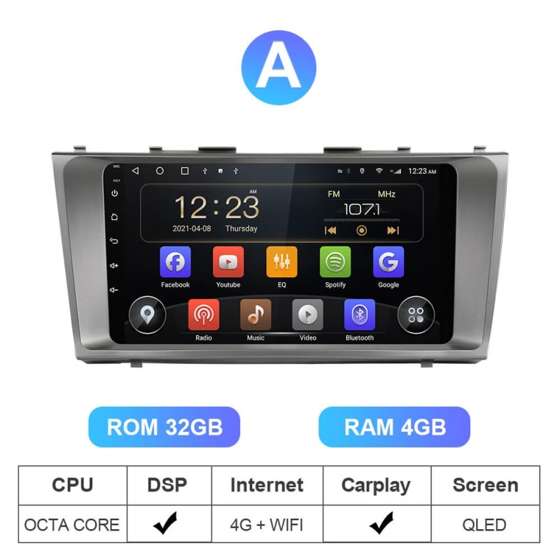 ISUDAR T72 QLED Android 10 For Toyota Camry 7 XV 40 2006-2011