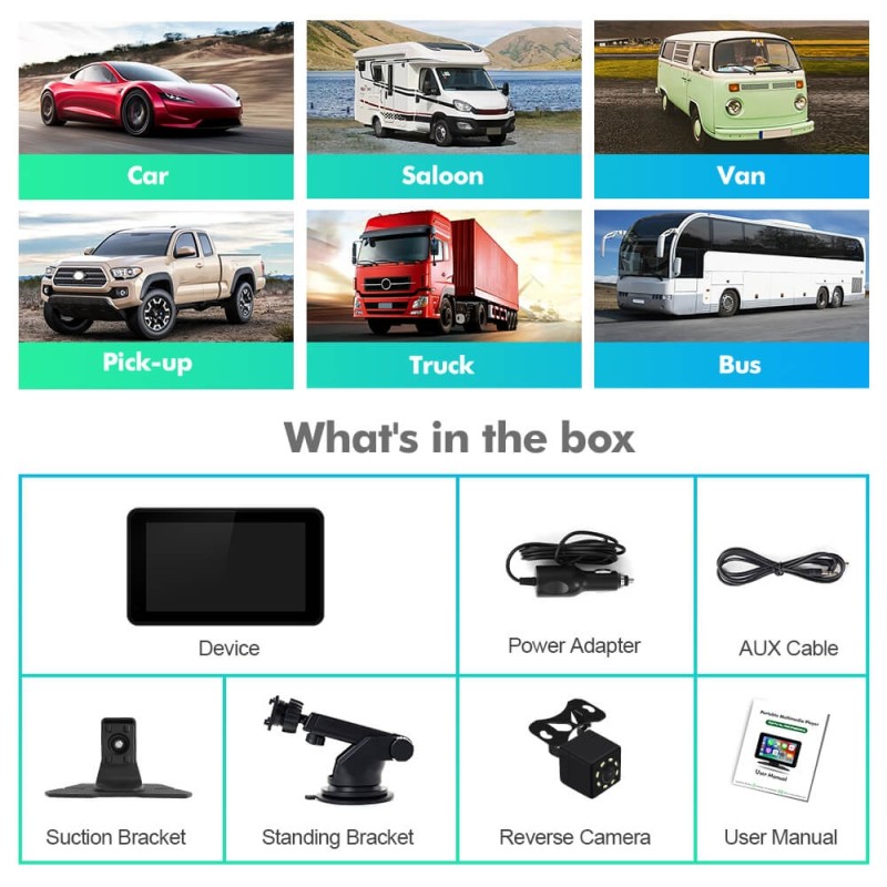 57.75$!! Universal Car Radio Wireless Carplay & Android Auto Portable Multimedia Player 7”/10.26‘’  Screen For BMW VW TOYOTA NISSAN KIA